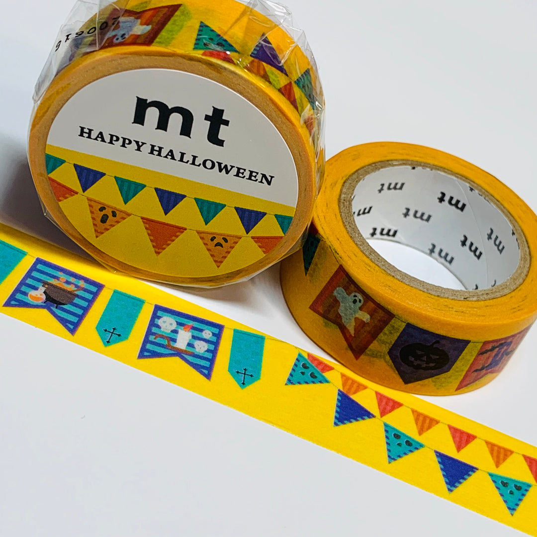 HALLOWEEN BANNER FLAGS Mt Washi Tape ~ 1 Roll ~ 18mm x 7m (23 Feet)