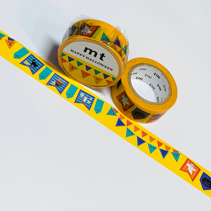 HALLOWEEN BANNER FLAGS Mt Washi Tape ~ 1 Roll ~ 18mm x 7m (23 Feet)