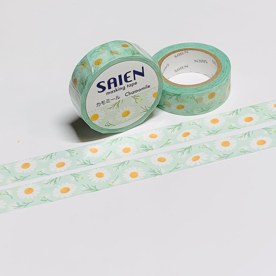 SPRING CHAMOMILE HERBS Floral Saien Masking Washi Tape ~ 1 Roll ~ 15mm x 10m (33 Feet)