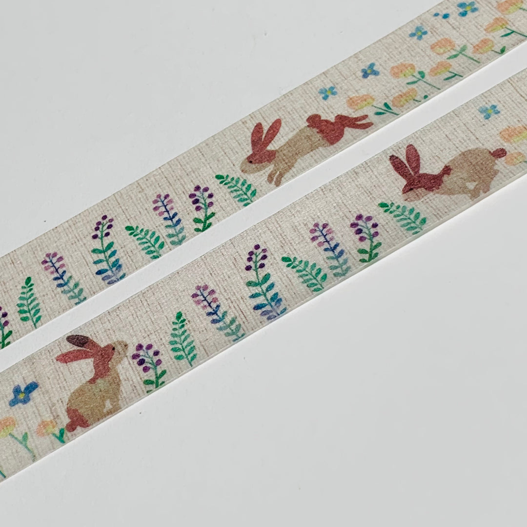 HOPPING SPRING BUNNY RABBITS Saien Masking Washi Tape ~ 1 Roll ~ 15mm x 10m (33 Feet)