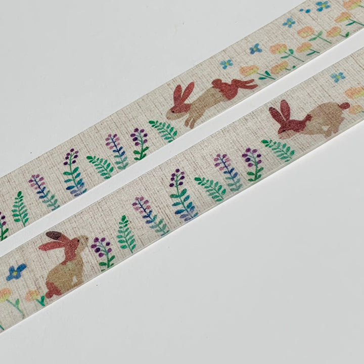 HOPPING SPRING BUNNY RABBITS Saien Masking Washi Tape ~ 1 Roll ~ 15mm x 10m (33 Feet)