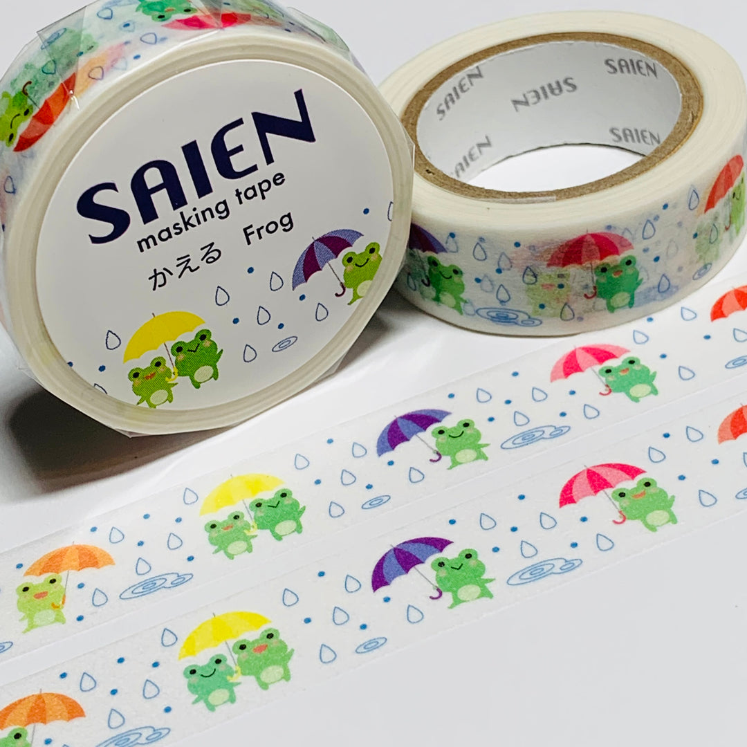 FROGS SINGING In The RAIN Saien Masking Washi Tape ~ 1 Roll ~ 15mm x 10m (33 Feet)