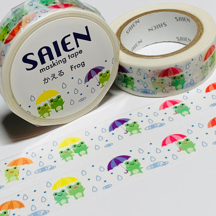 FROGS SINGING In The RAIN Saien Masking Washi Tape ~ 1 Roll ~ 15mm x 10m (33 Feet)