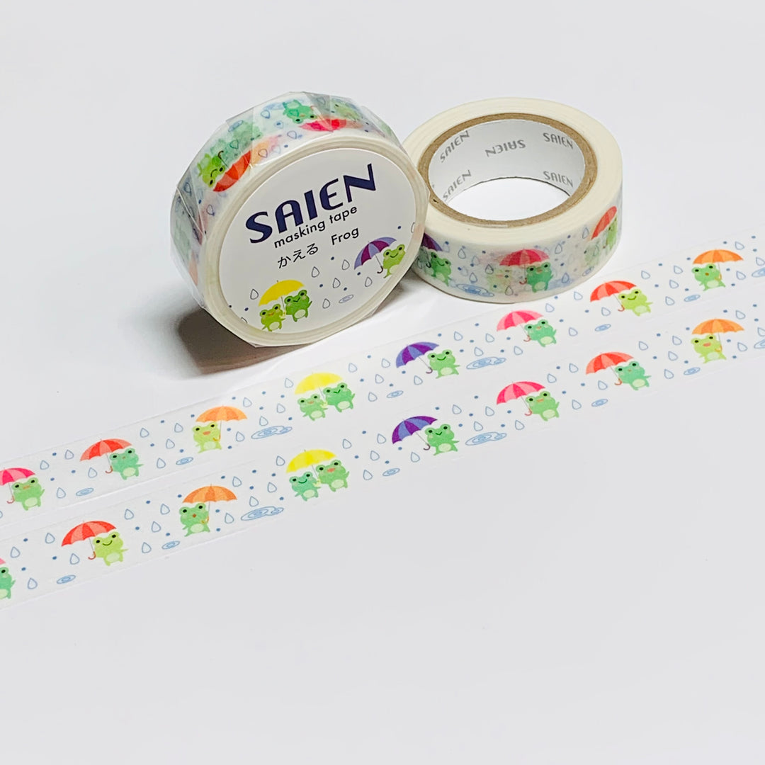 FROGS SINGING In The RAIN Saien Masking Washi Tape ~ 1 Roll ~ 15mm x 10m (33 Feet)