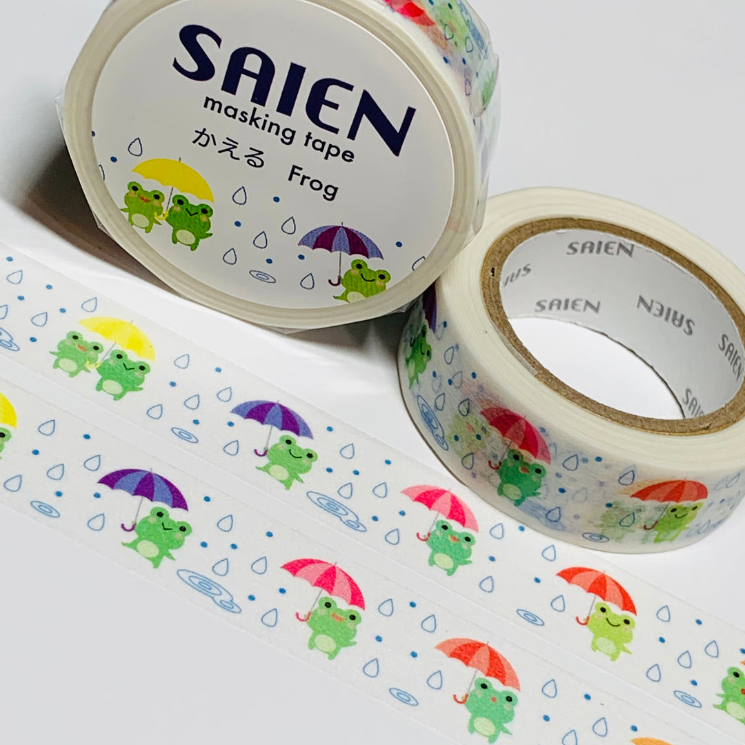 FROGS SINGING In The RAIN Saien Masking Washi Tape ~ 1 Roll ~ 15mm x 10m (33 Feet)