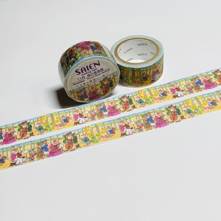 FOREST MUSIC FESTIVAL NOVEMBER Saien Masking Washi Tape ~ 1 Roll ~ 20mm x 7m (23 Feet)