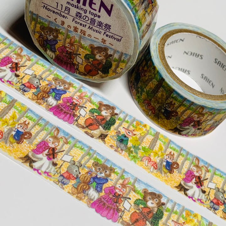 FOREST MUSIC FESTIVAL NOVEMBER Saien Masking Washi Tape ~ 1 Roll ~ 20mm x 7m (23 Feet)