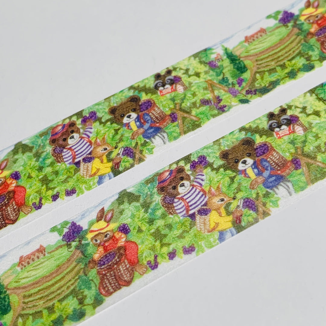 GRAPE PICKING In BURGUNDY OCTOBER Saien Masking Washi Tape ~ 1 Roll ~ 20mm x 7m (23 Feet)