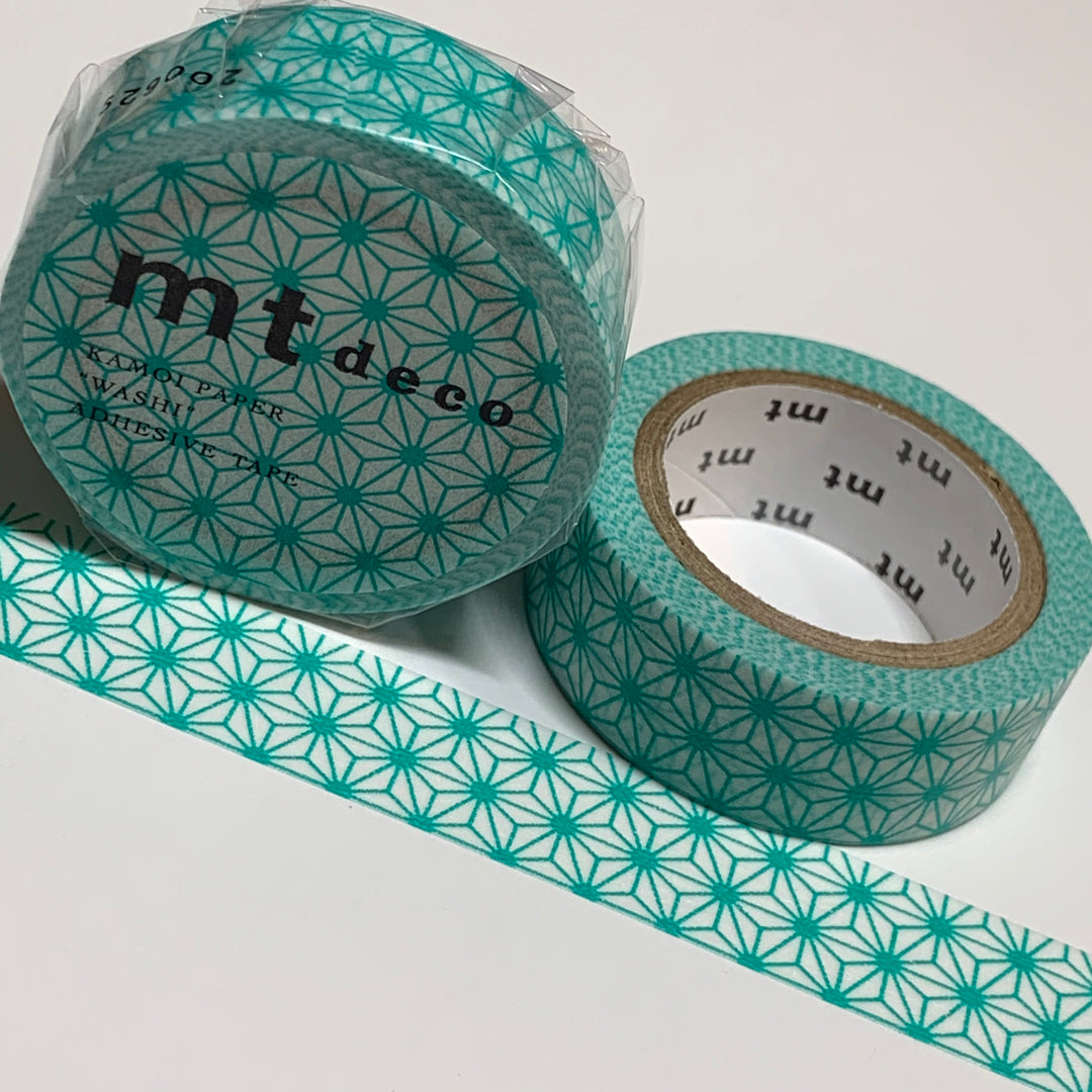 BRIGHT TEAL GREEN Starbursts MT Washi Tape - 1 Roll - 15mm x 7m (23 feet)