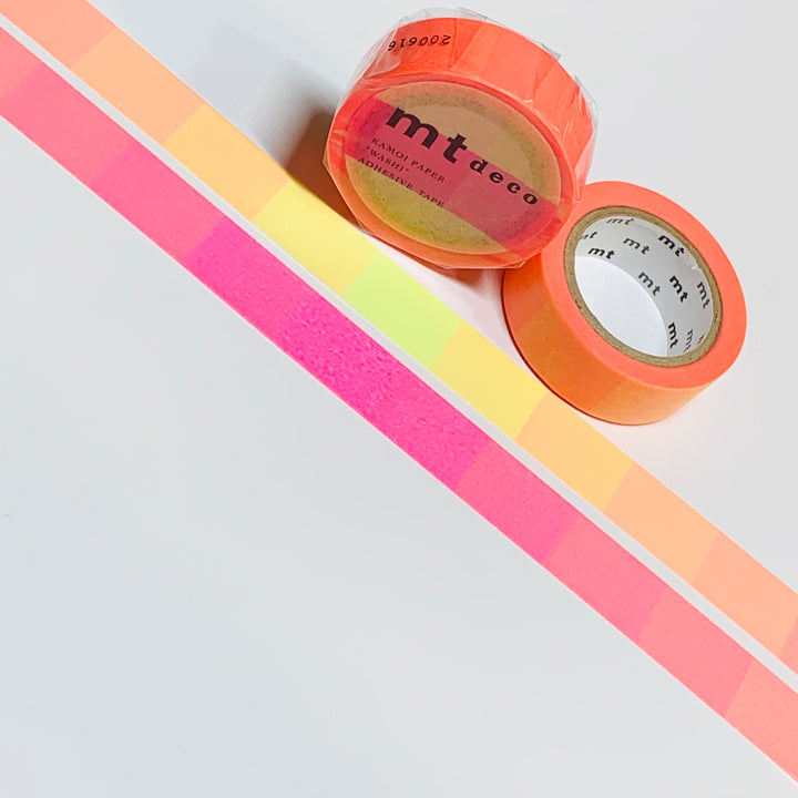 FLUORESCENT OMBRE ORANGE Yellow And Pink Mt Washi Tape - 1 Roll ~ 15mm x 7m (23 Feet)