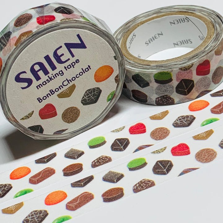 CHOCOLATE BON BONS & CANDY Saien Masking Washi Tape - 1 Roll - 15mm x 10m (33 Feet)