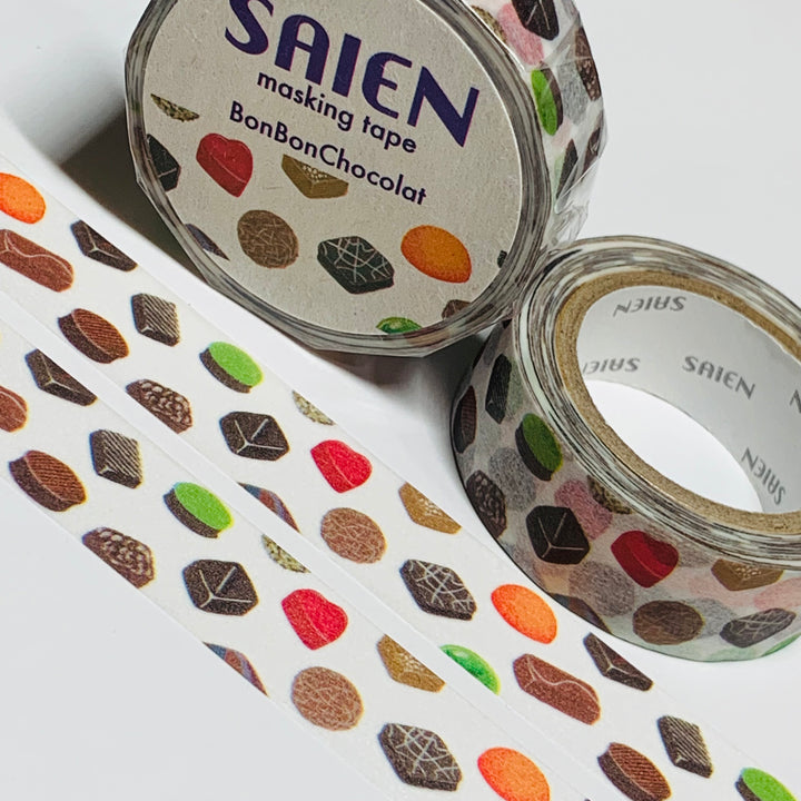 CHOCOLATE BON BONS & CANDY Saien Masking Washi Tape - 1 Roll - 15mm x 10m (33 Feet)