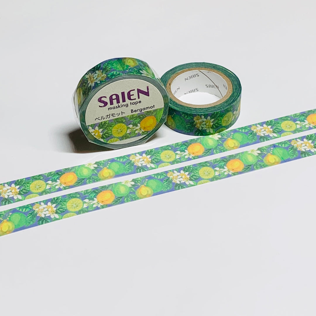 BERGAMOT CITRUS FRUIT TREES Saien Masking Washi Tape ~ 1 Roll ~ 15mm x 10m (33 Feet)