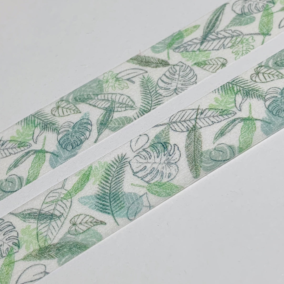 HAWAIIAN TROPICAL LEAVES Saien Washi Tape ~ 1 Roll ~ 15mm x 10m (33 Feet)