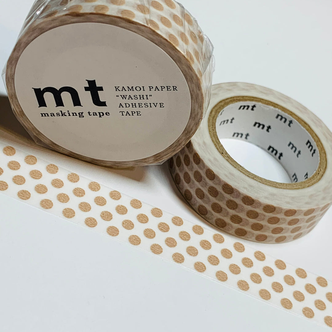 MILK TEA NEUTRAL Polka Dots Mt Washi Tape ~ 1 Roll ~ 15mm x 10m (33 Feet)