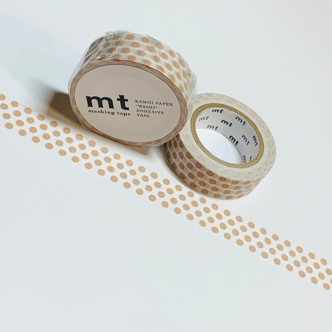 MILK TEA NEUTRAL Polka Dots Mt Washi Tape ~ 1 Roll ~ 15mm x 10m (33 Feet)