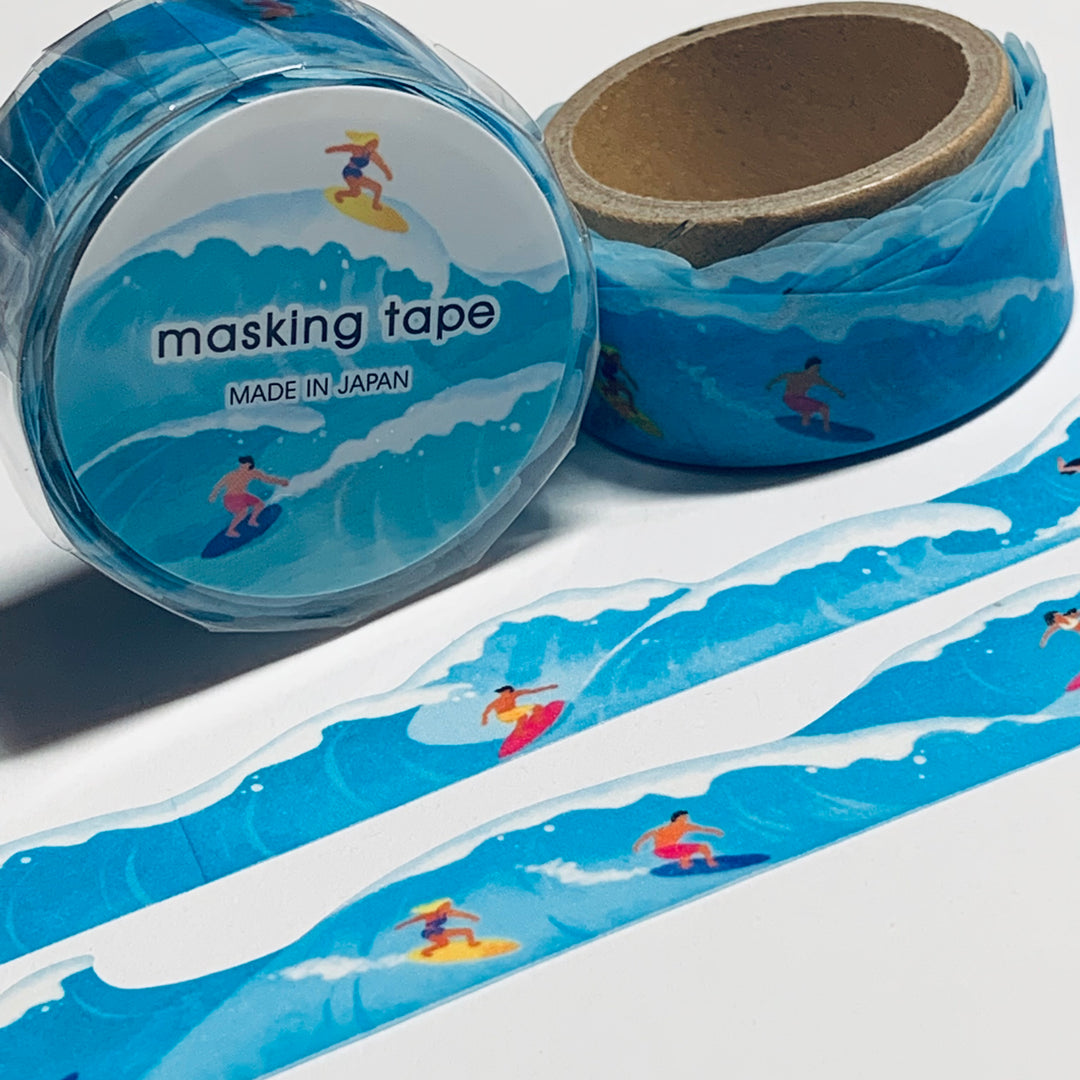 SURFING THE BIG WAVES Mind Wave Washi Tape ~ 1 Roll ~ 18mm x 5m (16 Feet)