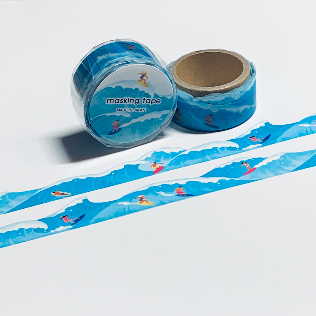 SURFING THE BIG WAVES Mind Wave Washi Tape ~ 1 Roll ~ 18mm x 5m (16 Feet)