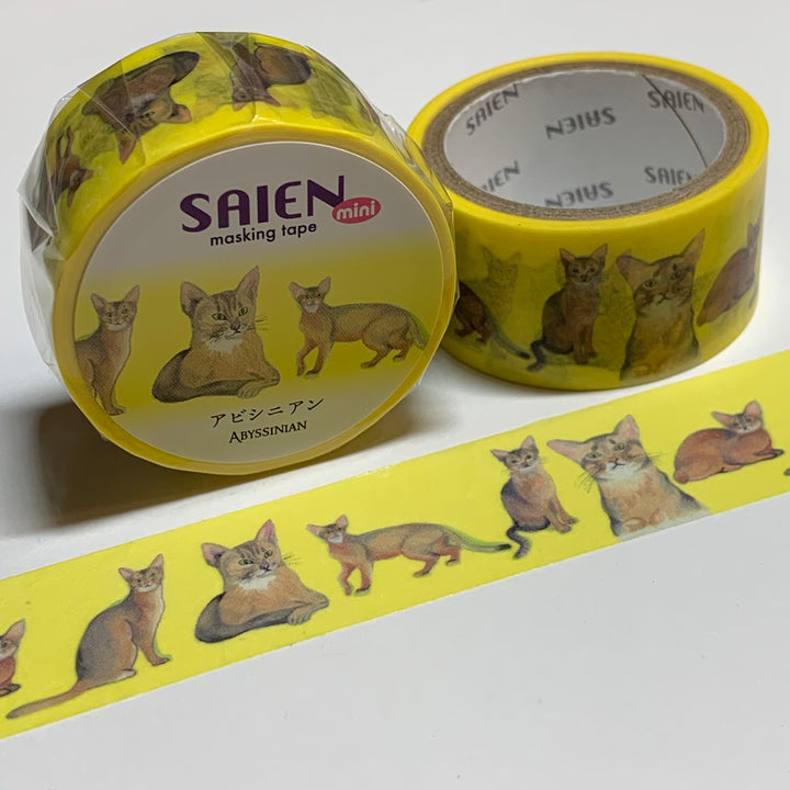 ABYSSINIAN SHORTHAIR CAT Saien Silky Washi Tape ~ 1 Roll ~ 20mm x 4m (13 Feet)