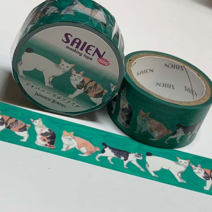 JAPANESE BOBTAIL CAT Saien Silky Washi Tape ~ 1 Roll ~ 20mm x 4m (13 Feet)