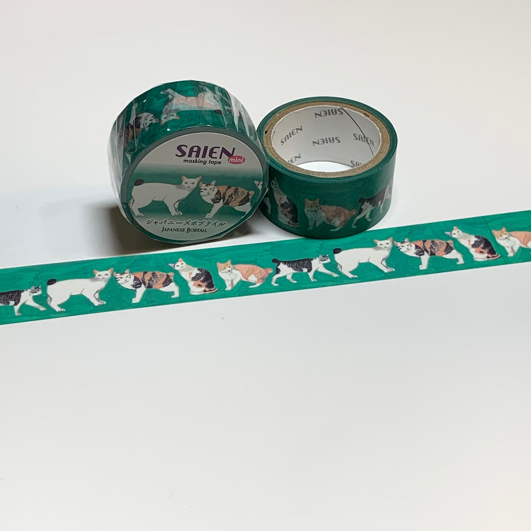 JAPANESE BOBTAIL CAT Saien Silky Washi Tape ~ 1 Roll ~ 20mm x 4m (13 Feet)