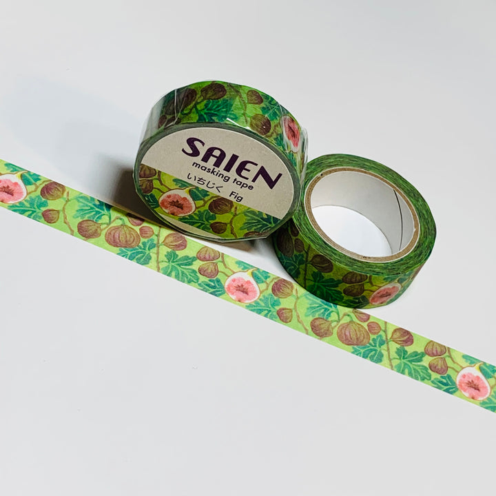 FRESH FIG TREE Saien Masking Washi Tape ~ 1 Roll ~ 15mm x 10m (33 Feet)