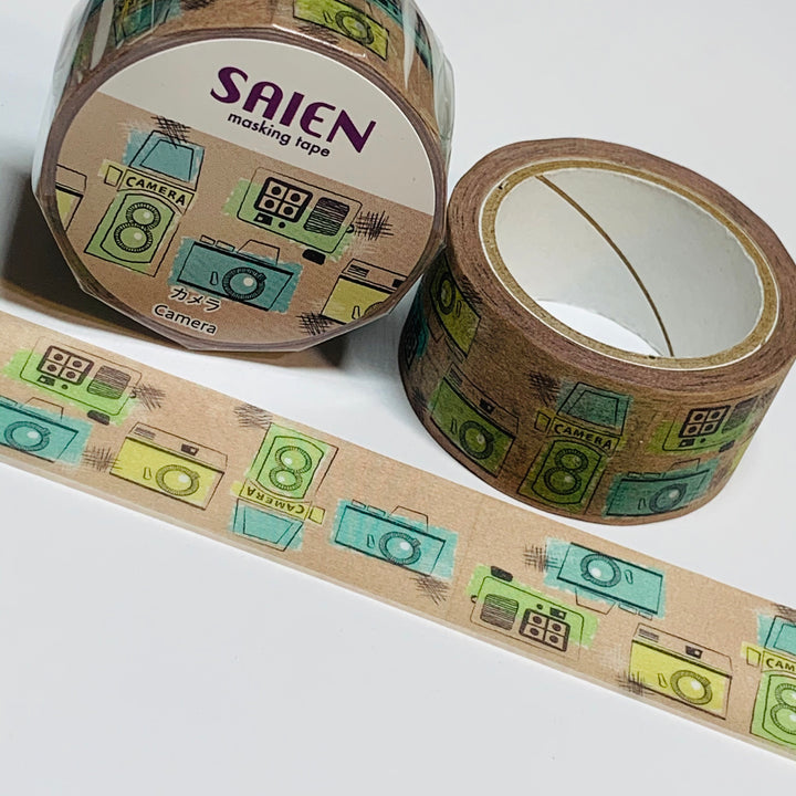 RETRO CAMERA VARIETIES Saien Masking Washi Tape ~ 1 Roll ~ 20mm x 7m (23 Feet)