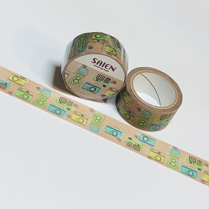 RETRO CAMERA VARIETIES Saien Masking Washi Tape ~ 1 Roll ~ 20mm x 7m (23 Feet)