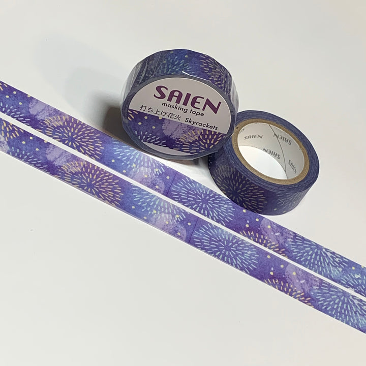 SKY ROCKETS At NIGHT Saien Masking Washi Tape ~ 1 Roll ~ 15mm x 10m (33 Feet)