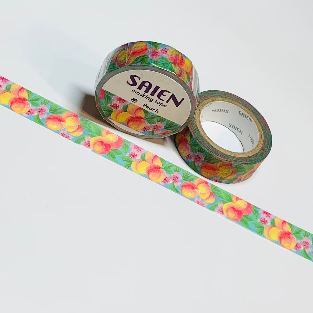 LUSH VIBRANT PEACHES Saien Masking Washi Tape ~ 1 Roll ~ 15mm x 10m (33 Feet)