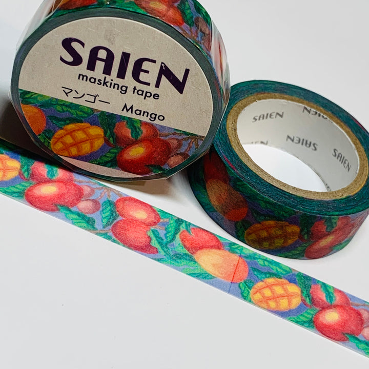 RIPE MANGOS TREE Harvest Saien Masking Washi Tape ~ 1 Roll ~ 15mm x 10m (33 Feet)