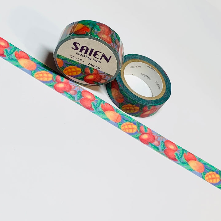 RIPE MANGOS TREE Harvest Saien Masking Washi Tape ~ 1 Roll ~ 15mm x 10m (33 Feet)