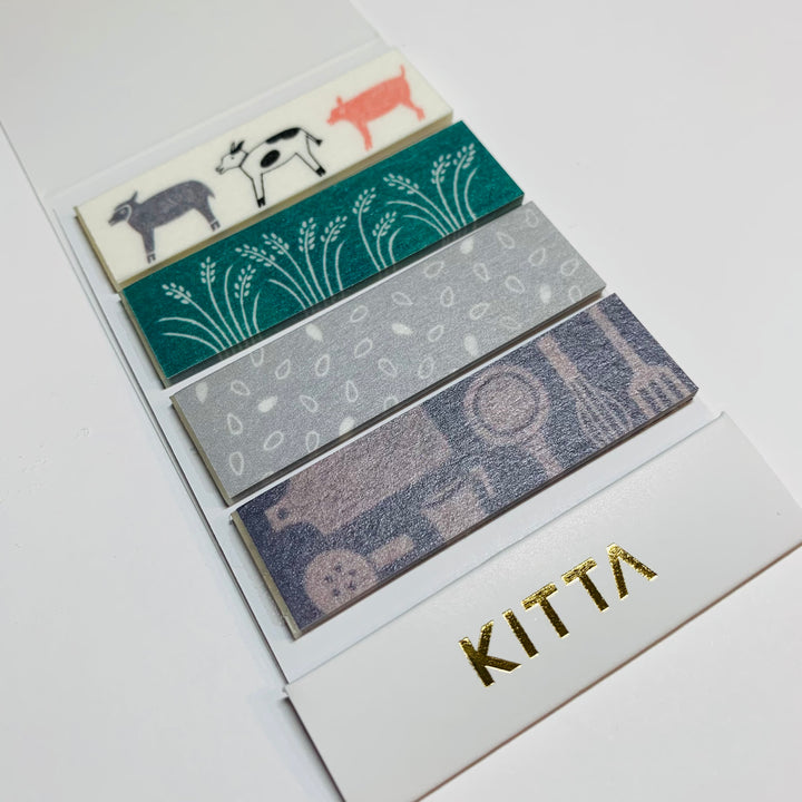 KITTA PEARLIZED FARM To Table Washi Strips by Hitotoki In Matchbook ~ 40 Strips (4 Designs/10 Strips Each) ~ 1/2 x 2 Inches