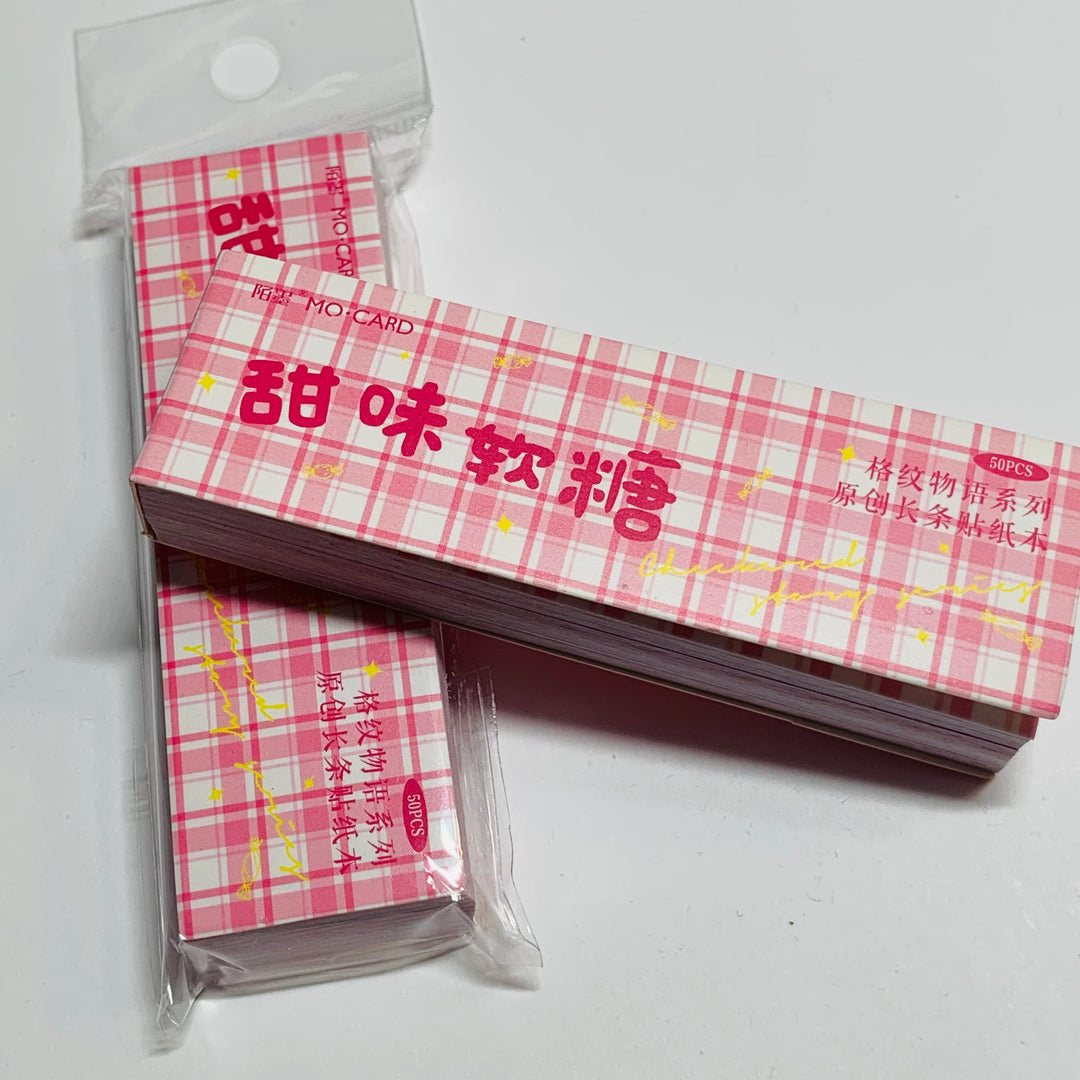 SPRING PINK SHADES Of PLAID Washi Tape Sticker Sheets ~ 50 Sticker Strips ~ 1 x 3 Inches