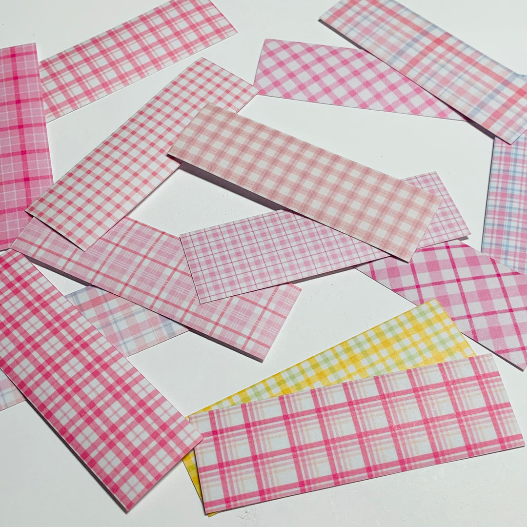 SPRING PINK SHADES Of PLAID Washi Tape Sticker Sheets ~ 50 Sticker Strips ~ 1 x 3 Inches