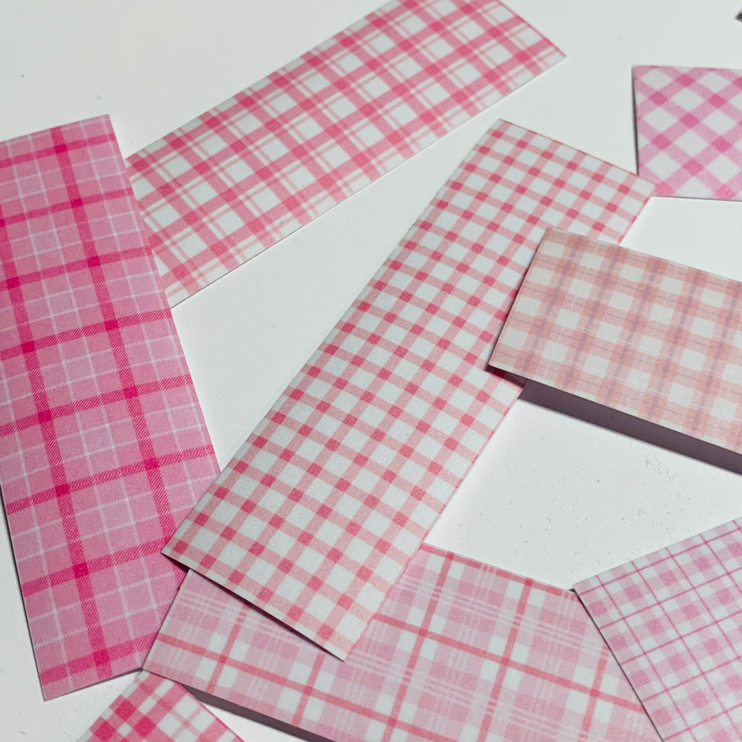 SPRING PINK SHADES Of PLAID Washi Tape Sticker Sheets ~ 50 Sticker Strips ~ 1 x 3 Inches