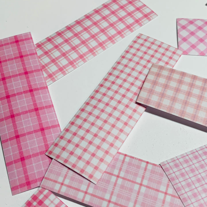 SPRING PINK SHADES Of PLAID Washi Tape Sticker Sheets ~ 50 Sticker Strips ~ 1 x 3 Inches