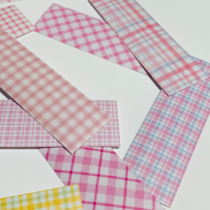 SPRING PINK SHADES Of PLAID Washi Tape Sticker Sheets ~ 50 Sticker Strips ~ 1 x 3 Inches