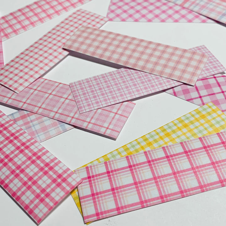 SPRING PINK SHADES Of PLAID Washi Tape Sticker Sheets ~ 50 Sticker Strips ~ 1 x 3 Inches