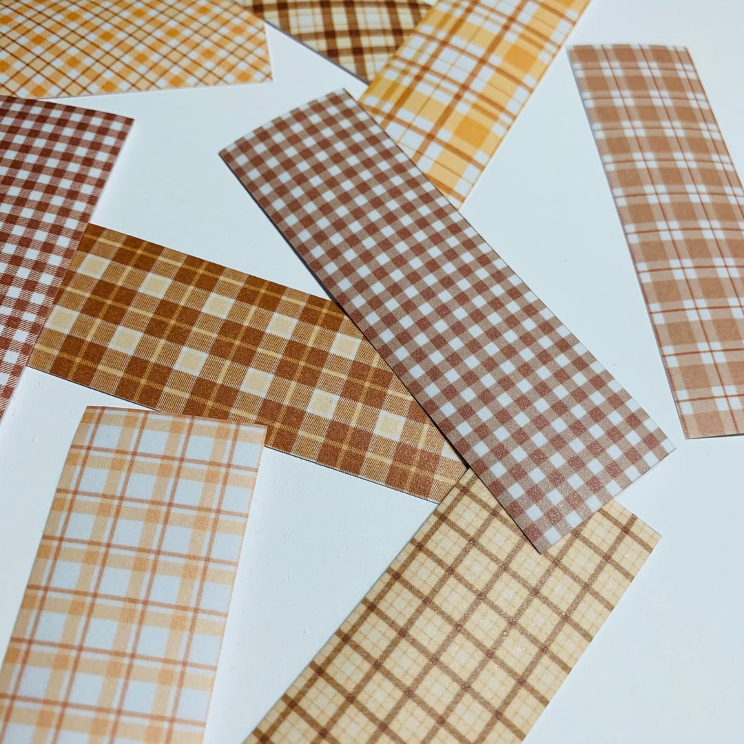 BROWN SHADES Of PLAID Washi Tape Sticker Sheets ~ 50 Sticker Strips ~ 1 x 3 Inches