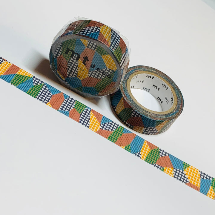 PATCHWORK GRID COLLAGE Mt Washi Tape ~ 1 Roll ~ 15mm x 7m (23 Feet)