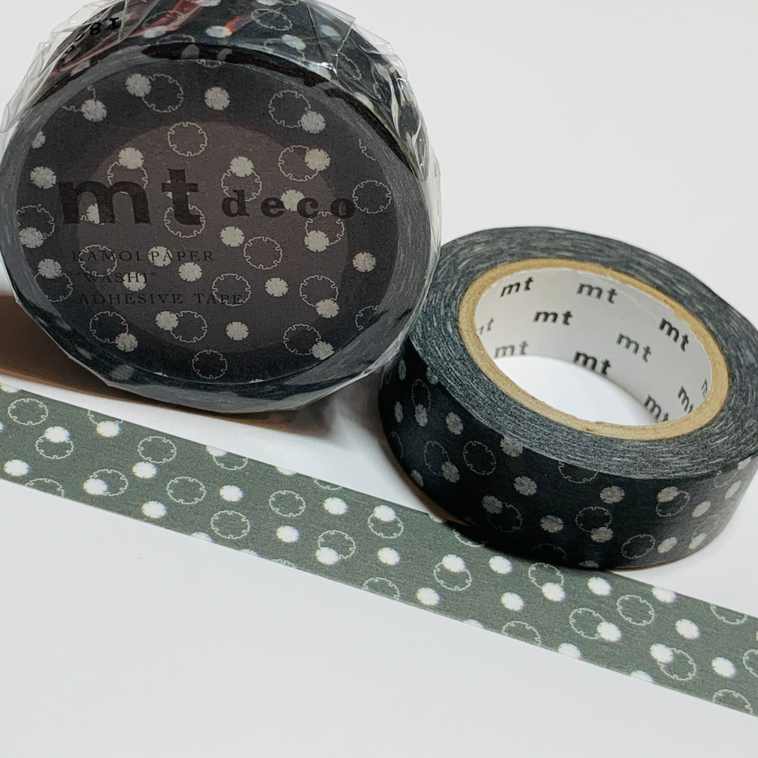 WINTER SNOW BALL Yukiwa Midorinezu Floral Mt Washi Tape ~ 1 Roll ~ 15mm x 10m (33 Feet)