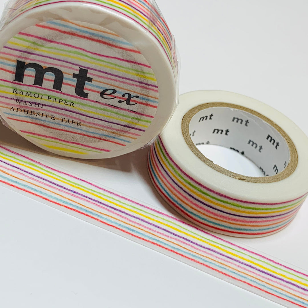 SKINNY COLORED PENCILS Stripes Mt Washi Tape ~ 1 Roll ~ 15mm x 10m (33 Feet)