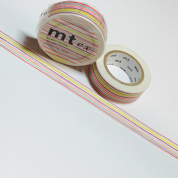 SKINNY COLORED PENCILS Stripes Mt Washi Tape ~ 1 Roll ~ 15mm x 10m (33 Feet)