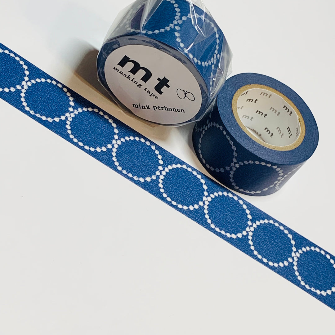 PETITE NAVY TAMBOURINES Mina Perhonen Mt Washi Tape ~ 1 Roll ~ 25mm x 10m (33 Feet)