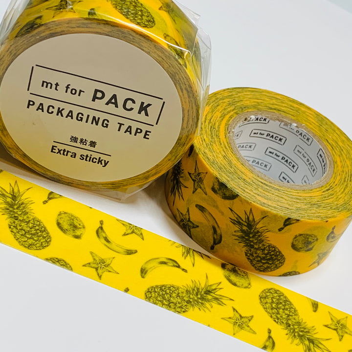 YELLOW FRUITS & PINEAPPLE Mt Strong Washi Pack Tape - 1 Roll - 25mm x 15m (49 Feet)