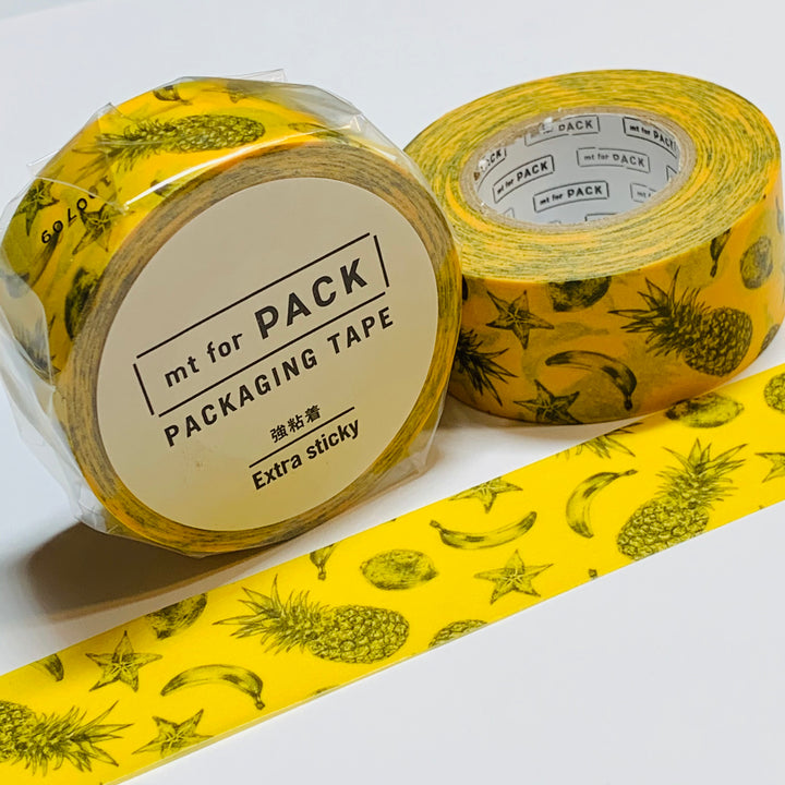 YELLOW FRUITS & PINEAPPLE Mt Strong Washi Pack Tape - 1 Roll - 25mm x 15m (49 Feet)