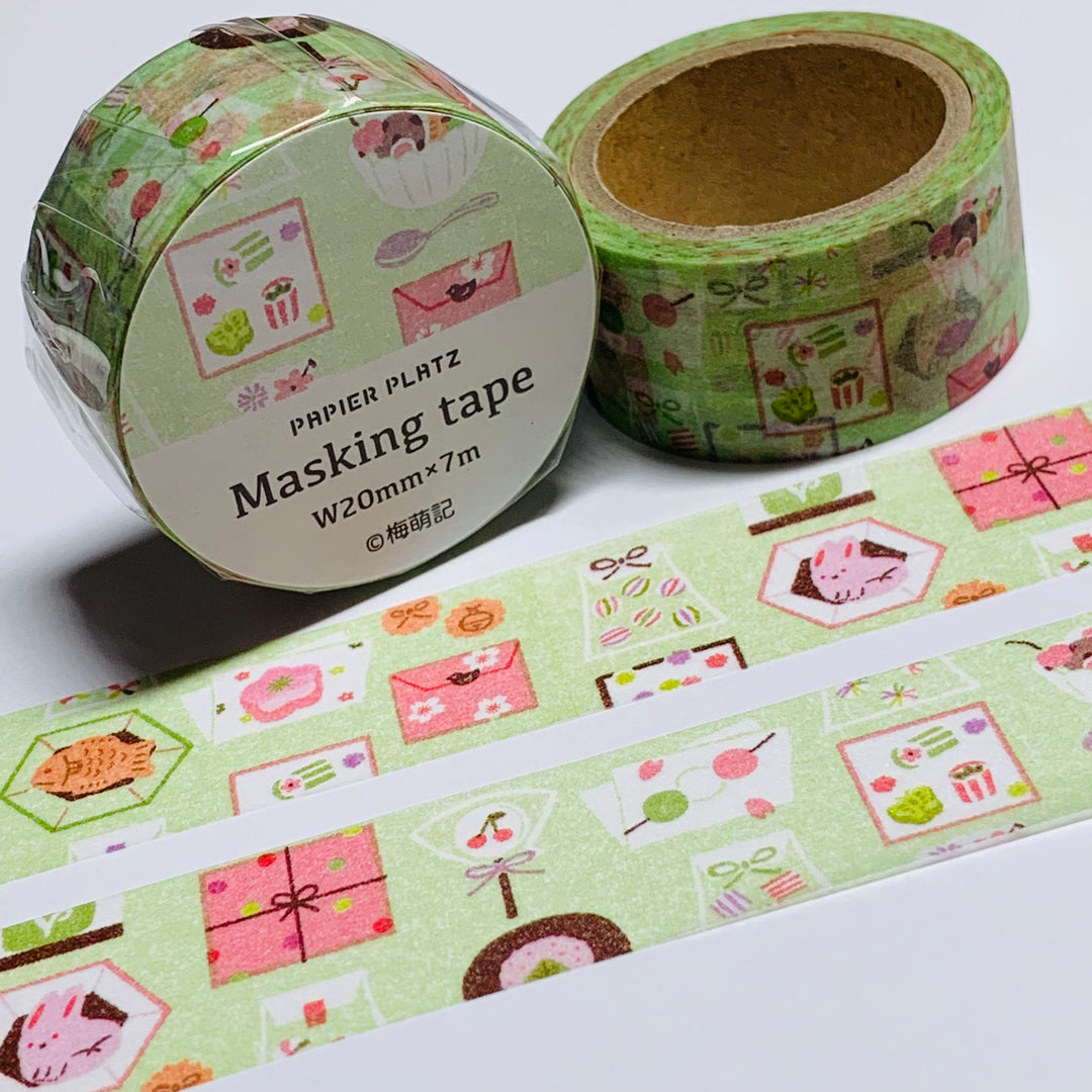 PRETTILY DECORATED PACKAGES & GIFTS Washi Tape Designed for Papier Platz ~ 1 Roll ~ 20mm x 7m (23 Feet)