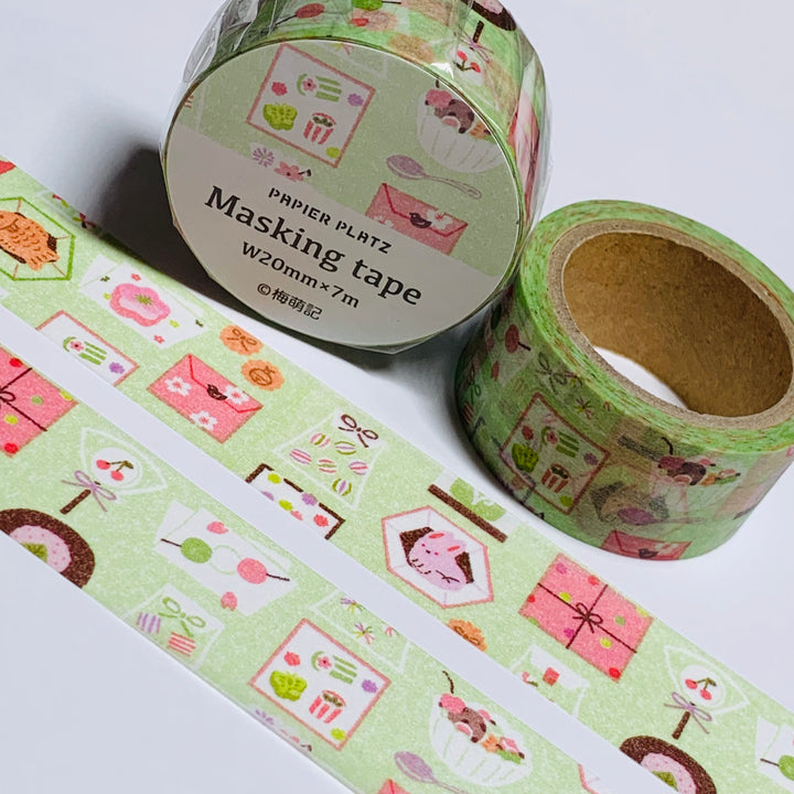 PRETTILY DECORATED PACKAGES & GIFTS Washi Tape Designed for Papier Platz ~ 1 Roll ~ 20mm x 7m (23 Feet)