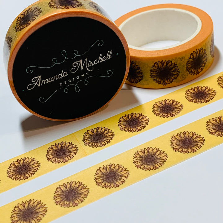 BLOOMED SUNFLOWER HEADS Amanda Mischell Washi Tape ~ 1 Roll ~ 15mm x 10m (33 Feet)